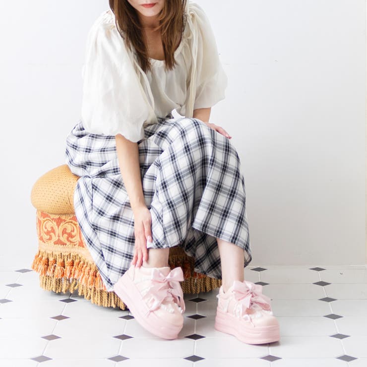 厚底ダブルリボンフリルスニーカー | attagirl  | 詳細画像31 