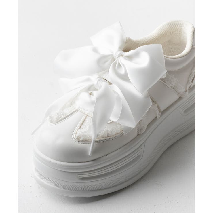 厚底ダブルリボンフリルスニーカー | attagirl  | 詳細画像5 