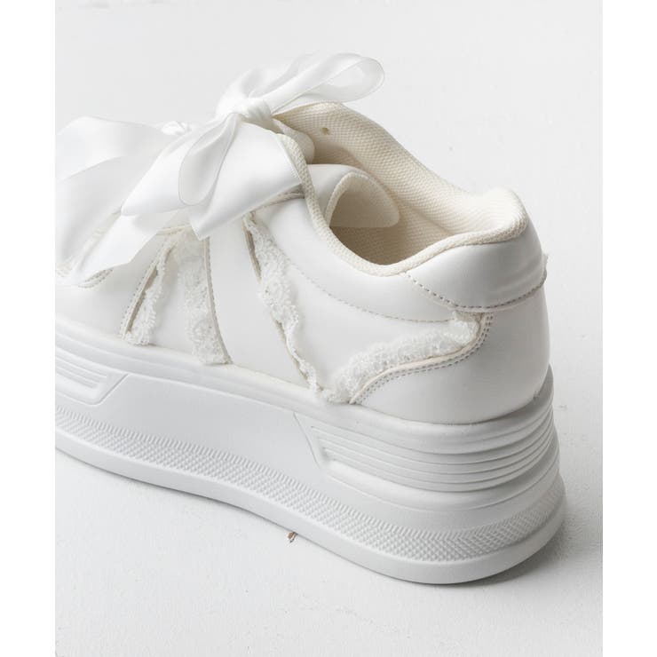 厚底ダブルリボンフリルスニーカー | attagirl  | 詳細画像6 