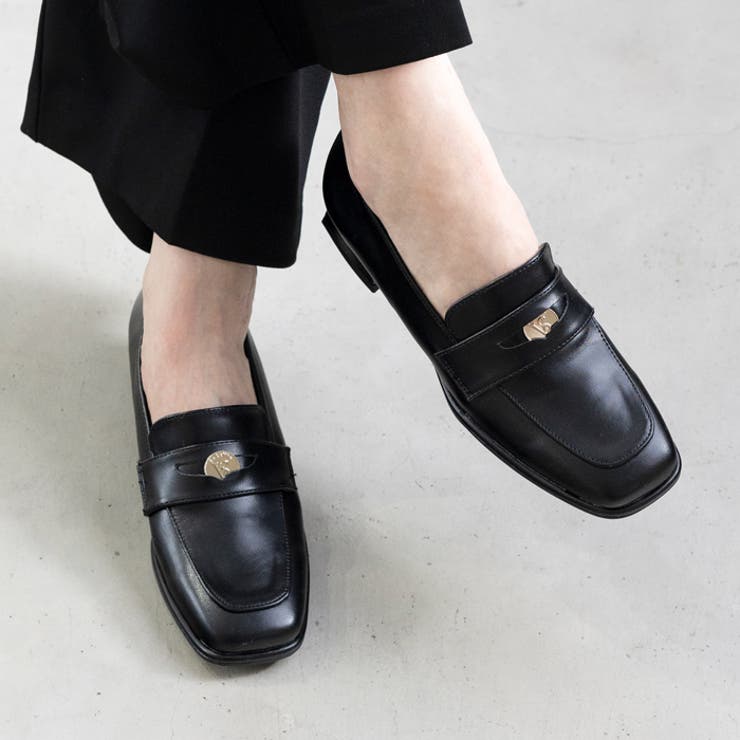 ブラックスムース | ヒールコインローファー | attagirl 