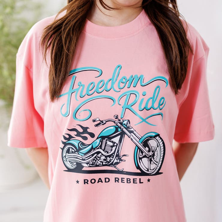 ピンク | オーバーサイズバイクプリントTシャツ | attagirl 