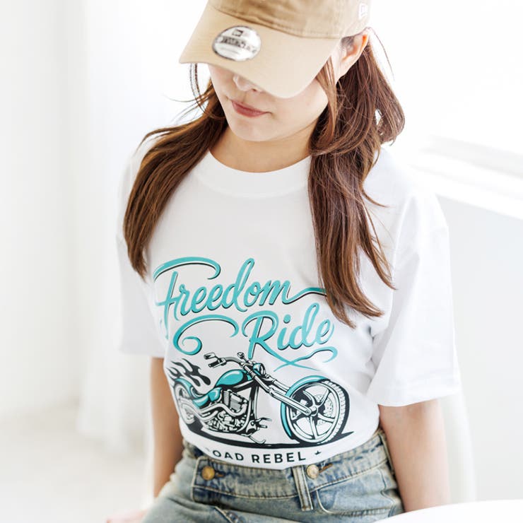 ホワイト | オーバーサイズバイクプリントTシャツ | attagirl 
