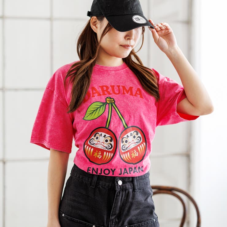 ウォッシュ加工オーバーサイズダルマプリントTシャツ | attagirl  | 詳細画像10 