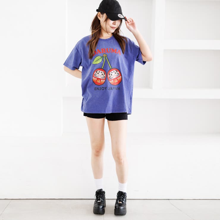 ウォッシュ加工オーバーサイズダルマプリントTシャツ | attagirl  | 詳細画像14 