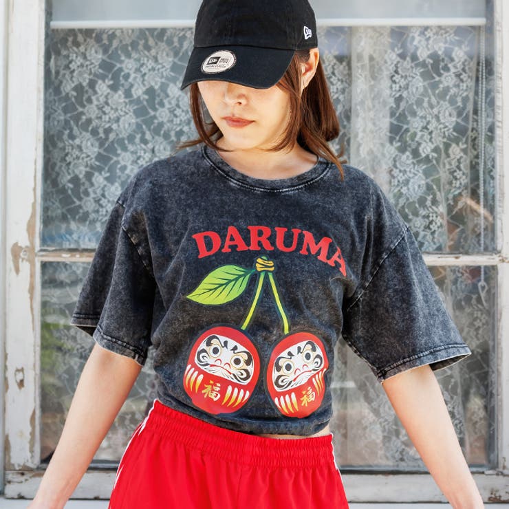 ウォッシュ加工オーバーサイズダルマプリントTシャツ | attagirl  | 詳細画像7 