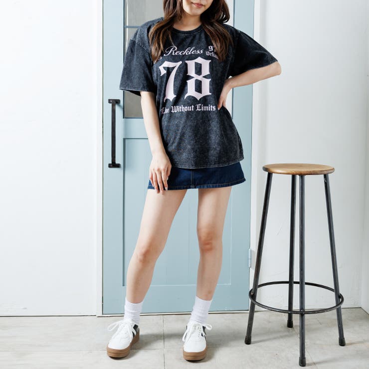 ウォッシュ加工オーバーサイズナンバープリントTシャツ | attagirl  | 詳細画像9 