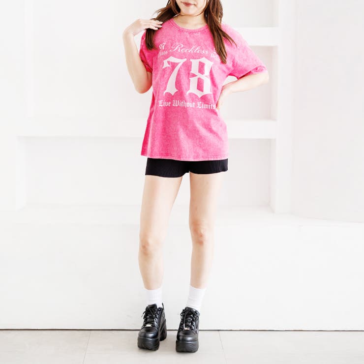 ウォッシュ加工オーバーサイズナンバープリントTシャツ | attagirl  | 詳細画像12 