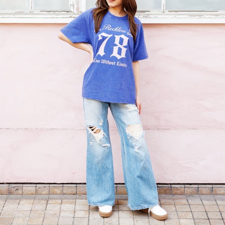 ウォッシュ加工オーバーサイズナンバープリントTシャツ | attagirl  | 詳細画像15 