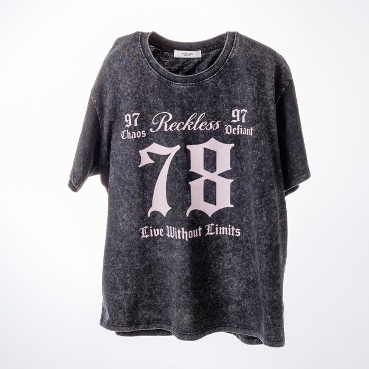 ウォッシュ加工オーバーサイズナンバープリントTシャツ | attagirl  | 詳細画像2 