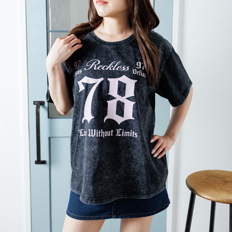 ウォッシュ加工オーバーサイズナンバープリントTシャツ | attagirl  | 詳細画像8 