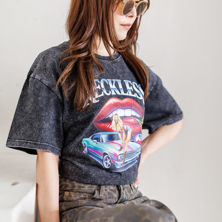 ウォッシュ加工オーバーサイズレトロプリントTシャツ | attagirl  | 詳細画像9 