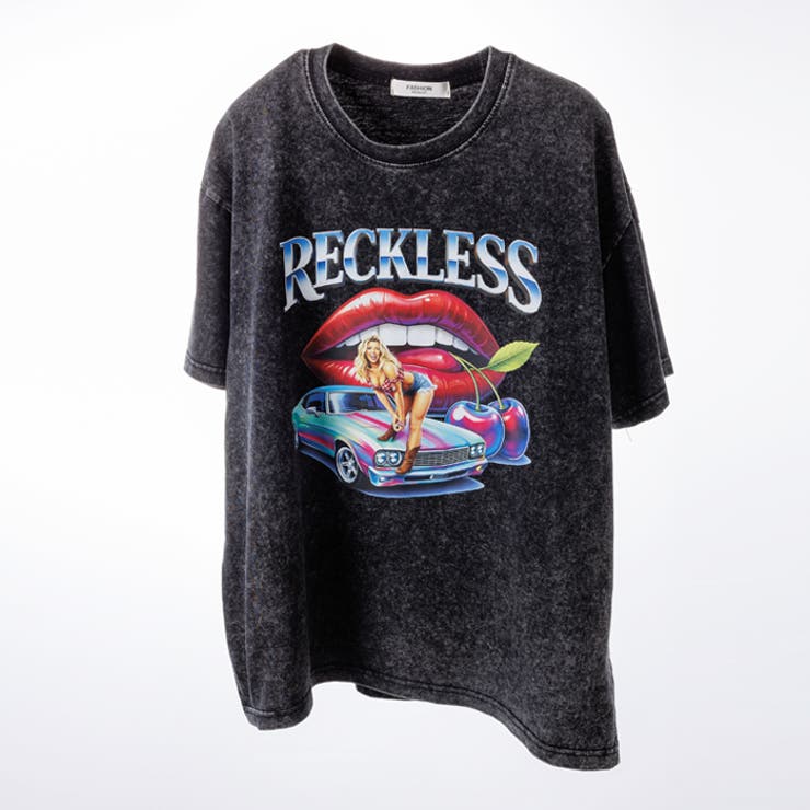 ウォッシュ加工オーバーサイズレトロプリントTシャツ | attagirl  | 詳細画像2 