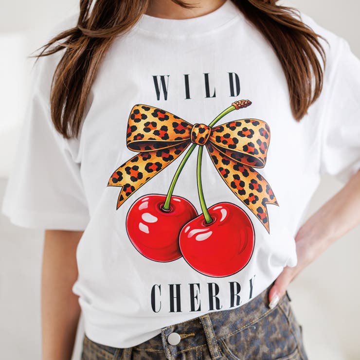 ホワイト | オーバーサイズチェリープリントTシャツ | attagirl 