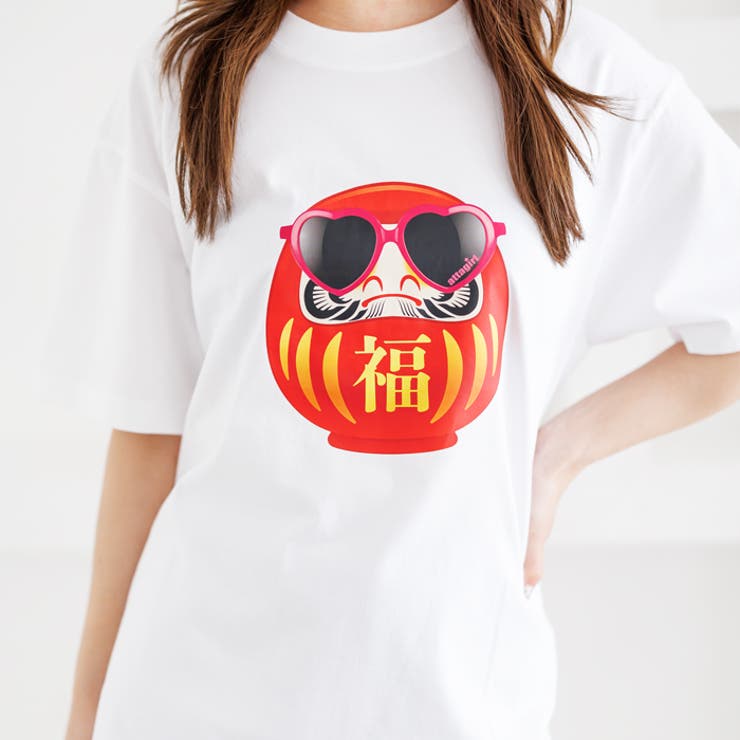 ホワイト | オーバーサイズダルマプリントTシャツ | attagirl 