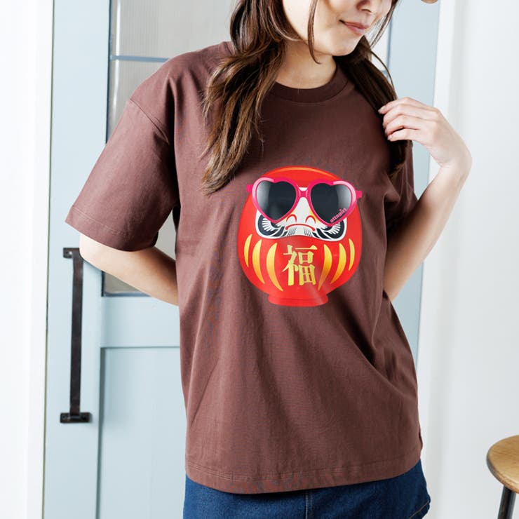ブラウン | オーバーサイズダルマプリントTシャツ | attagirl 