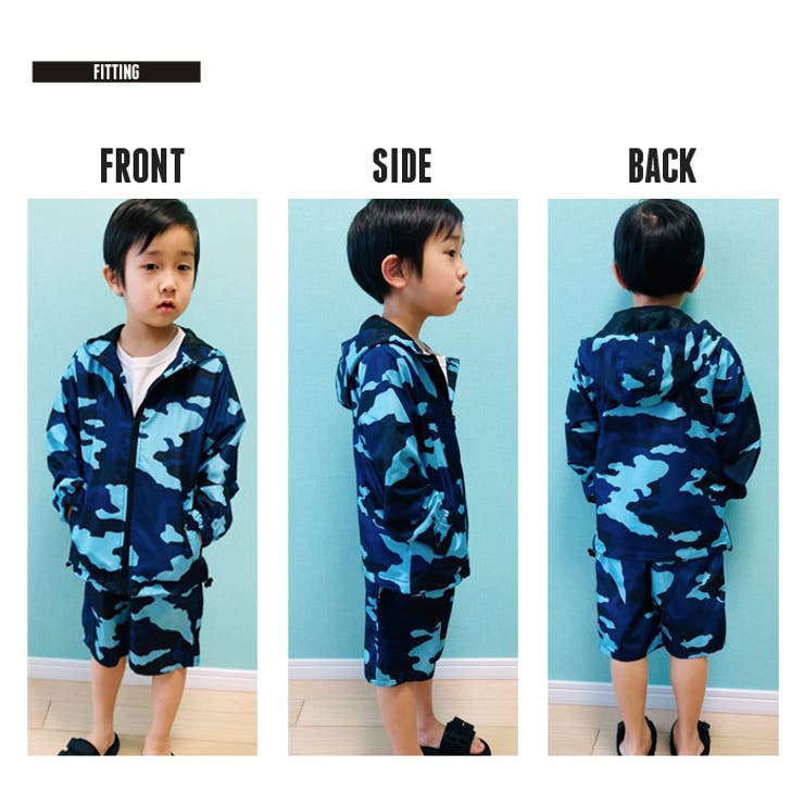 キッズセットアップ上下セット子供服長袖ハーフパンツショートパンツマウンテンパーカーマンパ撥水UVカットプリント総柄ペイズリー迷彩カモフラージュジュニア110cm120cm130cm140cm150cm160cm「511-14.521-00.511-15.521-01」
