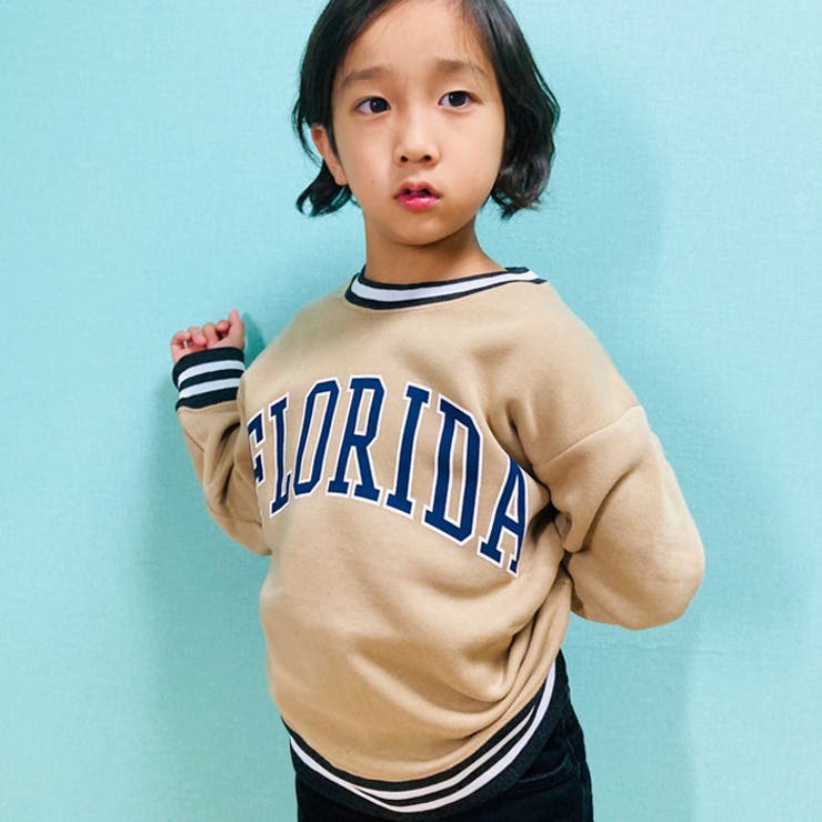 キッズトレーナースウェット子供服長袖大きめBIGビッグシルエットゆったりクルーネック裏起毛プリントロゴジュニアアメカジカジュアル110cm120cm130cm140cm150cm160cm「342-08」