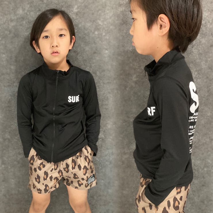 キッズラッシュガード水着子供服長袖ZIPジップアッププリントロゴバックプリント海水浴水泳プールマリンスポーツリゾートジュニアカジュアルスポーティーストリート110cm120cm130cm140cm150cm160cm「933-02」
