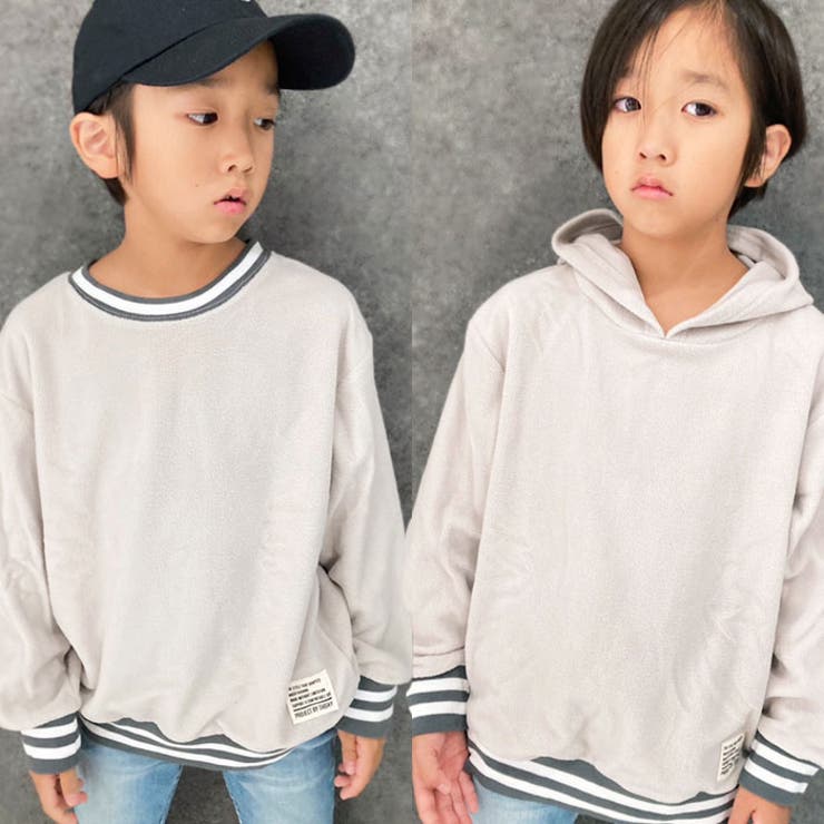 キッズトレーナープルオーバーパーカーマイクロフリース子供服大きめBIGビッグシルエットゆったり無地ワンポイントワッペンジュニアアメカジカジュアル110cm120cm130cm140cm150cm160cm「342-05」