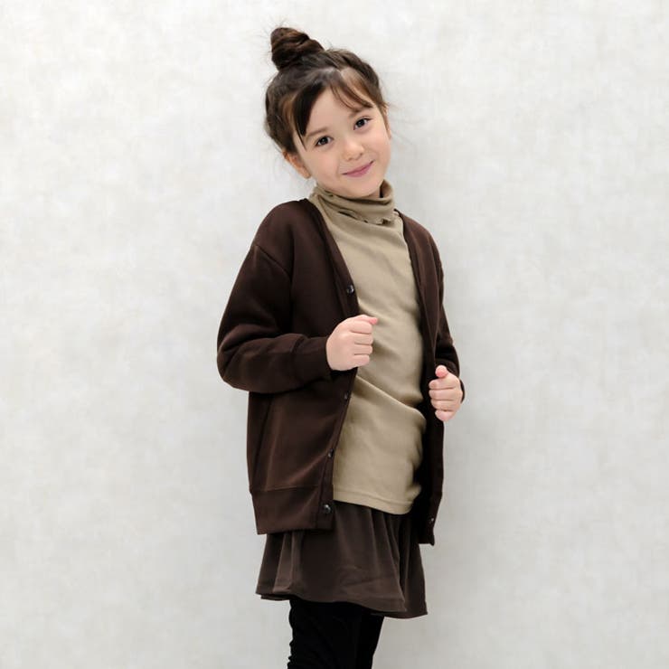 キッズTシャツ子供服女の子長袖ロンTテレコタートルネックハイネック無地ジュニアカジュアルロックストリートシンプルガーリー110cm120cm130cm140cm150cm160cm「243-02」