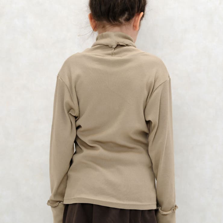 キッズTシャツ子供服女の子長袖ロンTテレコタートルネックハイネック無地ジュニアカジュアルロックストリートシンプルガーリー110cm120cm130cm140cm150cm160cm「243-02」