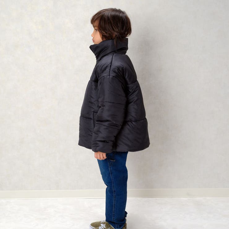 キッズ子供服中綿ジャケットアウターマウンテンジャケットスタンドカラー男の子女の子ボーイズガールズビッグシルエットBIGブルゾンジャンパー防寒暖か無地アウトドアキャンプジュニア120cm130cm140cm150cm160cm「943-103」