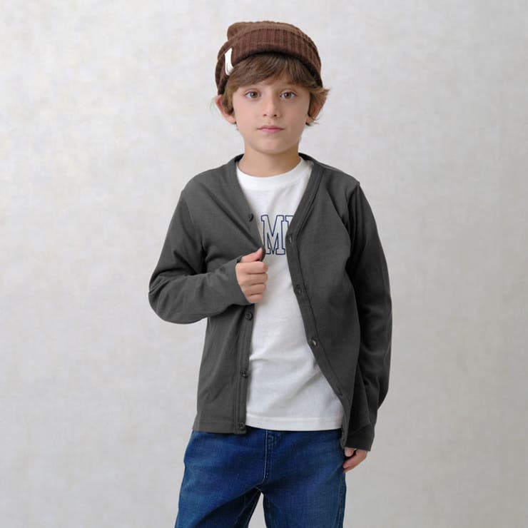 キッズカーディガンカーデ子供服羽織り重ね着無地シンプルジュニアカジュアル110cm120cm130cm140cm150cm160cm「542-104」