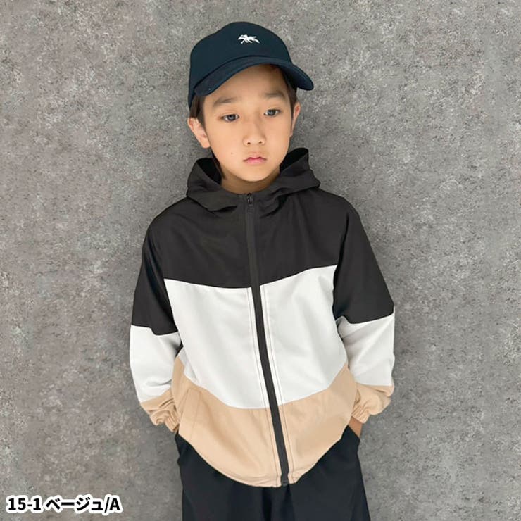 キッズマウンテンパーカーマンパー子供服男の子女の子ウインドブレーカーウィンドブレーカー羽織りアウターアウトドアキャンプ撥水性UVケア切替無地110cm120cm130cm140cm150cm160cm「943-01」