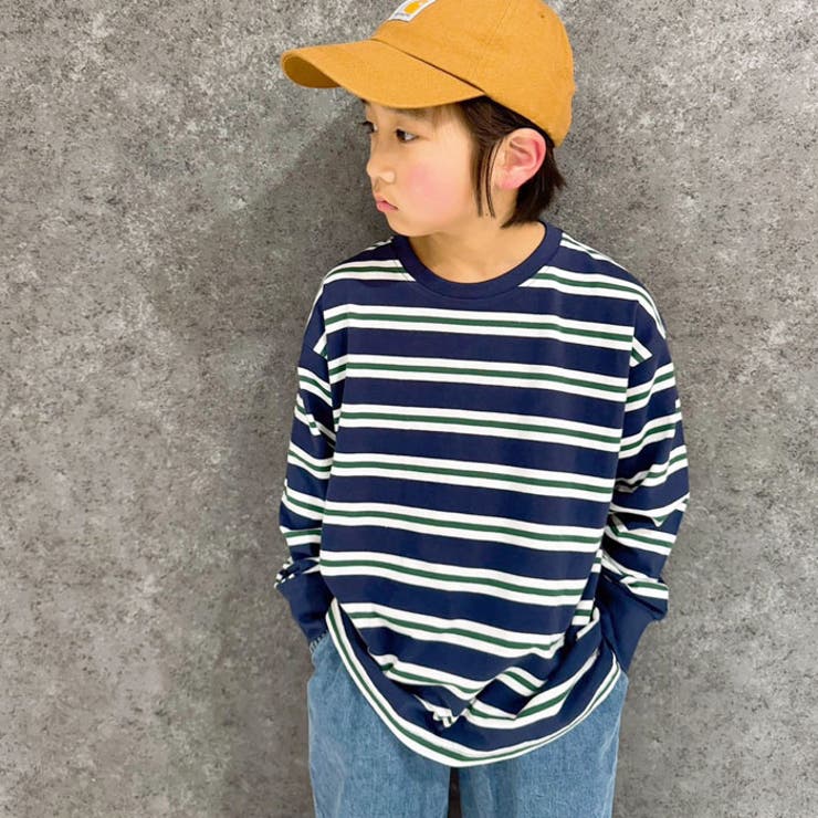 【送料無料】キッズロンTTシャツボーダー子供服長袖オーバーサイズBIGビッグシルエット男の子女の子ボーイズガールズクルーネックカジュアルジュニア110cm120cm130cm140cm150cm160cm「514-105」