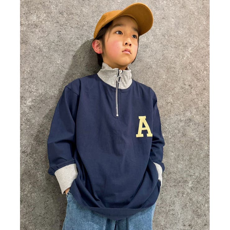 オーバーサイズハーフジップロンT キッズ 子供服 | NEXT WALL | 詳細画像4 