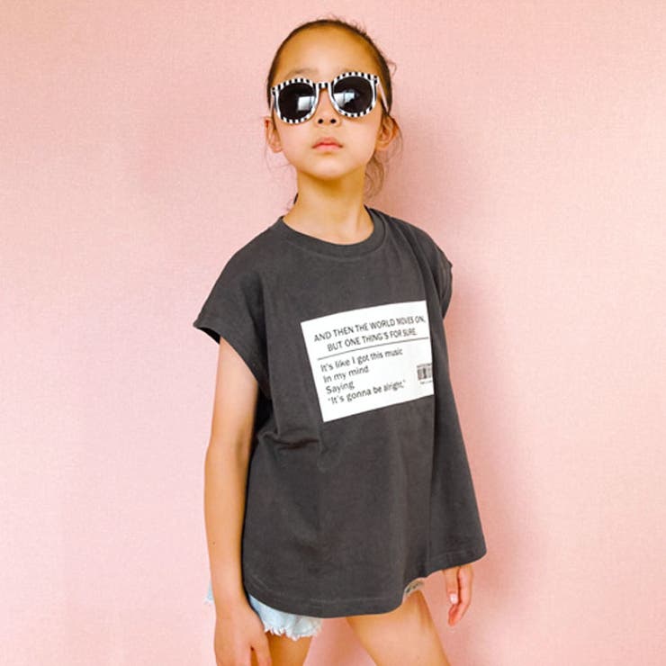 キッズノースリーブTシャツ子供服フレンチスリーブ男の子女の子ビッグシルエットBIGビックプリントタンクトップジュニア夏服夏物韓国子供服110cm120cm130cm140cm150cm160cm「522-112.113」