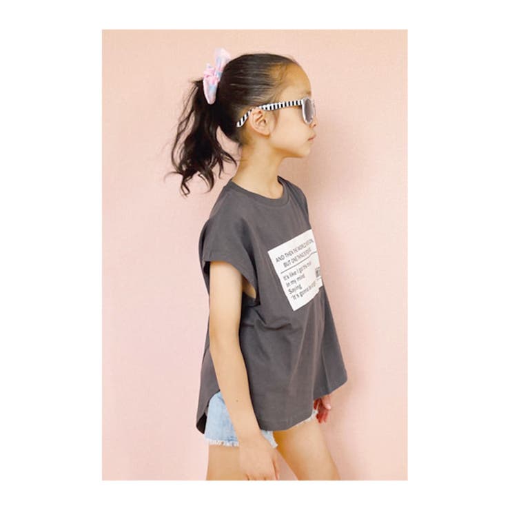 キッズノースリーブTシャツ子供服フレンチスリーブ男の子女の子ビッグシルエットBIGビックプリントタンクトップジュニア夏服夏物韓国子供服110cm120cm130cm140cm150cm160cm「522-112.113」