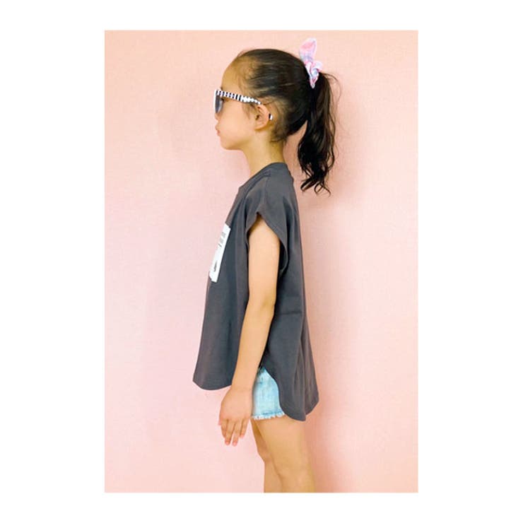 キッズノースリーブTシャツ子供服フレンチスリーブ男の子女の子ビッグシルエットBIGビックプリントタンクトップジュニア夏服夏物韓国子供服110cm120cm130cm140cm150cm160cm「522-112.113」