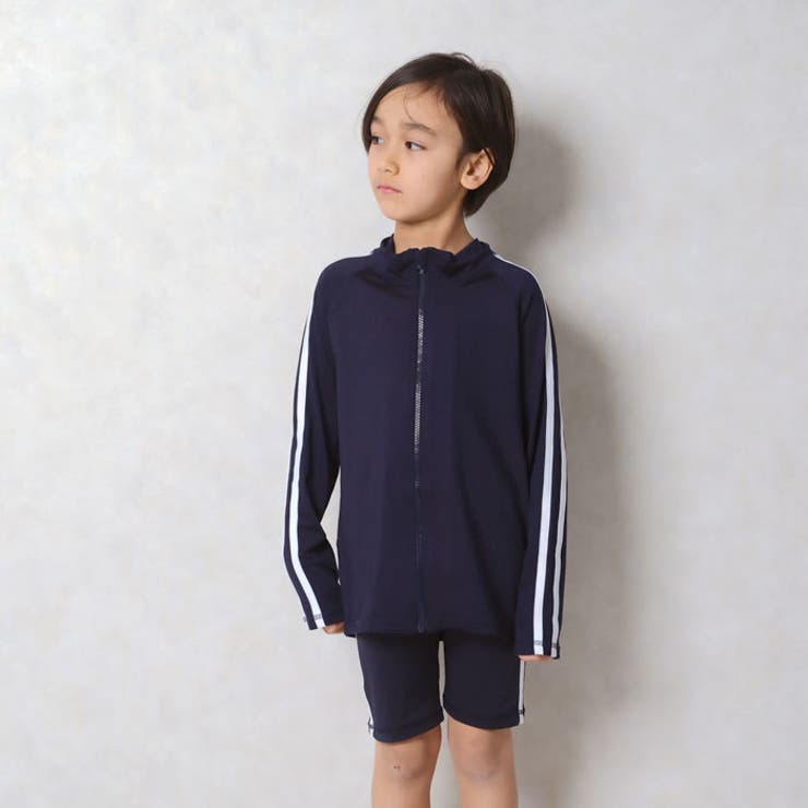 キッズラッシュガード水着子供服長袖ZIPジップアップライン無地水泳プール海水浴ジュニアカジュアルシンプルスポーツ学校体操体育110cm120cm130cm140cm150cm160cm「DV-0034」