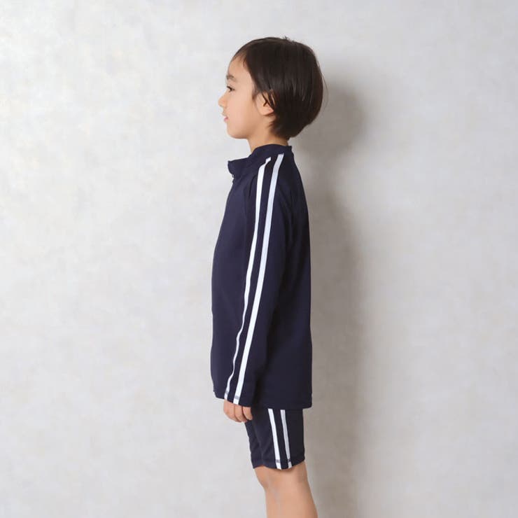 キッズラッシュガード水着子供服長袖ZIPジップアップライン無地水泳プール海水浴ジュニアカジュアルシンプルスポーツ学校体操体育110cm120cm130cm140cm150cm160cm「DV-0034」