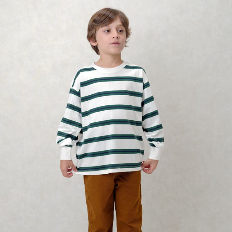 キッズTシャツロンT子供服男の子女の子長袖ボーダーティーシャツカットソービッグシルエットBIGジュニアカジュアルアメカジストリート110cm120cm130cm140cm150cm160cm「543-102」