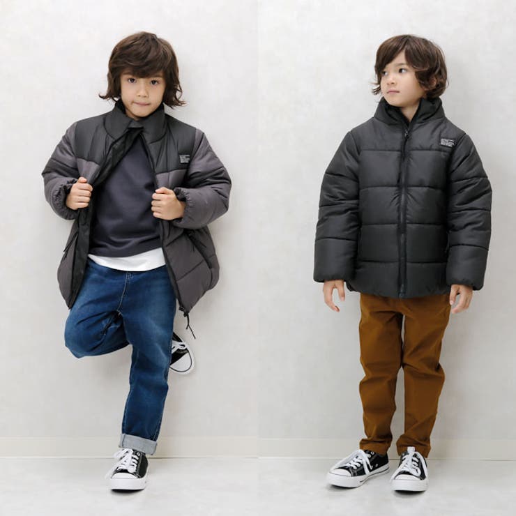 キッズ子供服中綿ジャケットアウターマウンテンジャケットフーディースタンドカラー男の子女の子ボーイズガールズブルゾンジャンパーフェイクダウン防寒暖か無地アウトドアキャンプ110cm120cm130cm140cm150cm160cm「943-100.101」