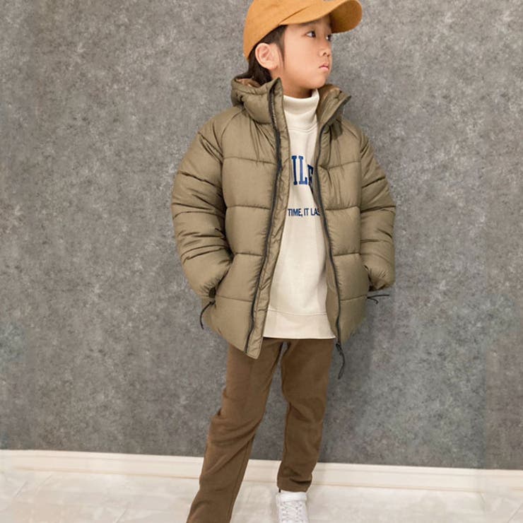 キッズ子供服中綿ジャケットアウターマウンテンジャケットフーディースタンドカラー男の子女の子ボーイズガールズブルゾンジャンパーフェイクダウン防寒暖か無地アウトドアキャンプ110cm120cm130cm140cm150cm160cm「943-100.101」