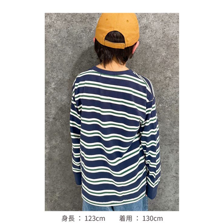 【送料無料】キッズロンTTシャツボーダー子供服長袖オーバーサイズBIGビッグシルエット男の子女の子ボーイズガールズクルーネックカジュアルジュニア110cm120cm130cm140cm150cm160cm「514-105」
