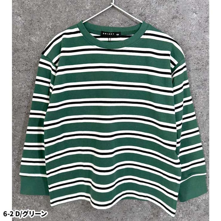 期間限定特別価格 オーバーサイズボーダーロンT キッズ 長袖Tシャツ[品番 トップス
