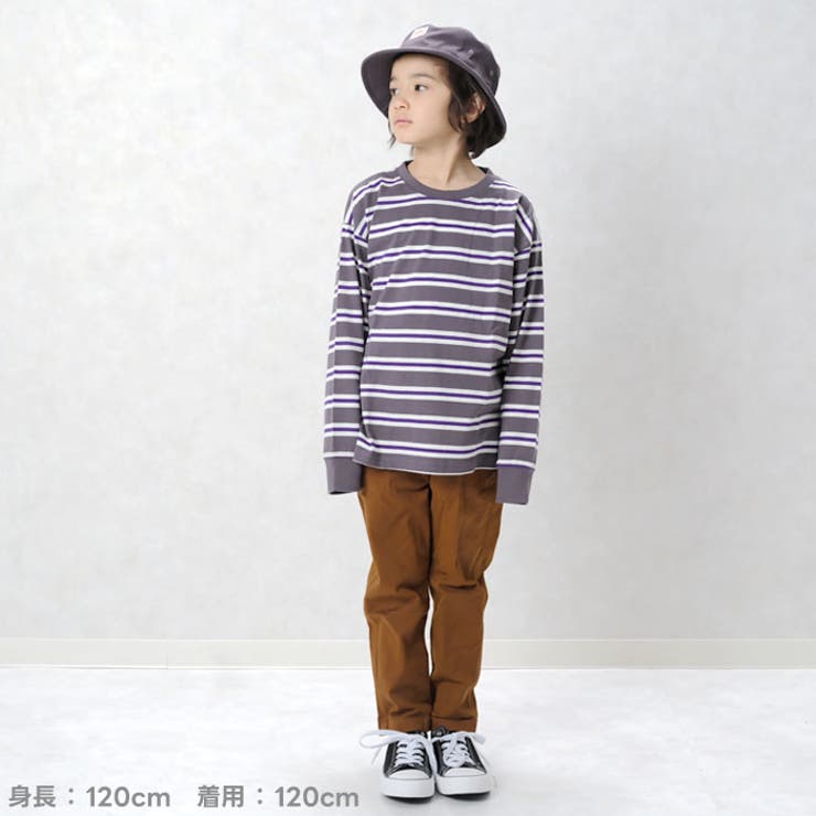 オーバーサイズボーダーロンT キッズ 長袖Tシャツ[品番