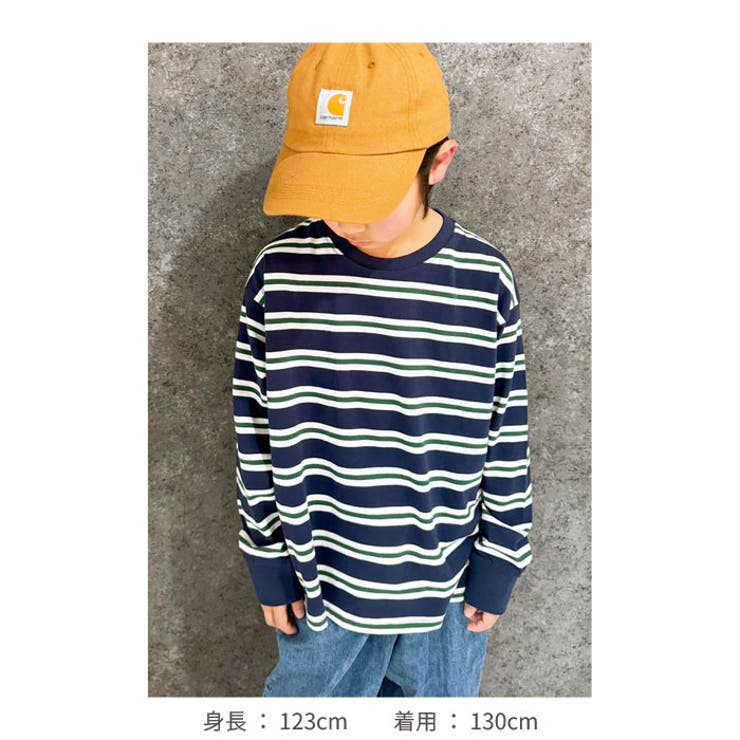 【送料無料】キッズロンTTシャツボーダー子供服長袖オーバーサイズBIGビッグシルエット男の子女の子ボーイズガールズクルーネックカジュアルジュニア110cm120cm130cm140cm150cm160cm「514-105」