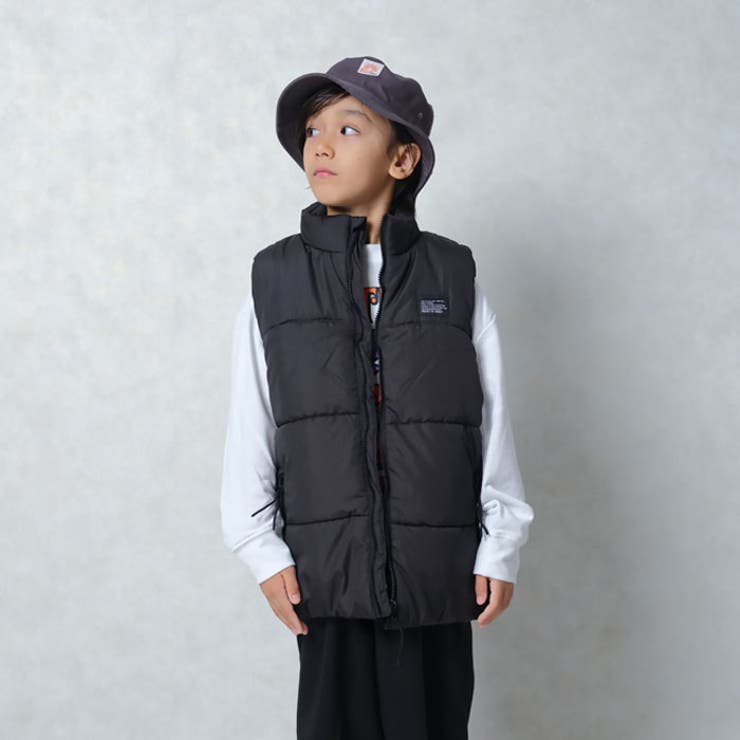 スタンドカラーフェイクダウンベストキッズアウターライトアウター子供服中綿ジャケット男の子女の子防寒暖かい冬物冬服秋物秋服無地切替えダウンジャケットジュニア110cm120cm130cm140cm150cm160cm「944-100」