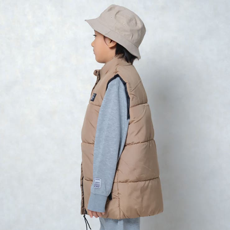 スタンドカラーフェイクダウンベストキッズアウターライトアウター子供服中綿ジャケット男の子女の子防寒暖かい冬物冬服秋物秋服無地切替えダウンジャケットジュニア110cm120cm130cm140cm150cm160cm「944-100」