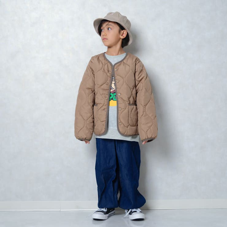 ノーカラーキルティングジャケットキッズアウターライトアウター子供服男の子女の子防寒暖かい冬物冬服秋物秋服無地羽織りジュニア110cm120cm130cm140cm150cm160cm「944-101」