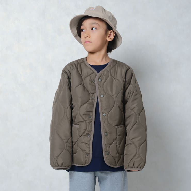 ノーカラーキルティングジャケットキッズアウターライトアウター子供服男の子女の子防寒暖かい冬物冬服秋物秋服無地羽織りジュニア110cm120cm130cm140cm150cm160cm「944-101」