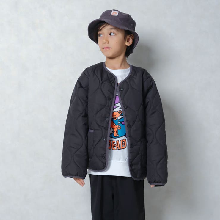 ノーカラーキルティングジャケットキッズアウターライトアウター子供服男の子女の子防寒暖かい冬物冬服秋物秋服無地羽織りジュニア110cm120cm130cm140cm150cm160cm「944-101」