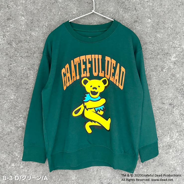 GRATEFULDEADトレーナーキッズ子供服男の子女の子キャラクターグレイトフルデッド長袖トップススウェットビッグシルエットBIGビックゆったり大きめロゴプリント裏毛秋物秋服アメカジジュニア110cm120cm130cm140cm150cm160cm「GF44-01」