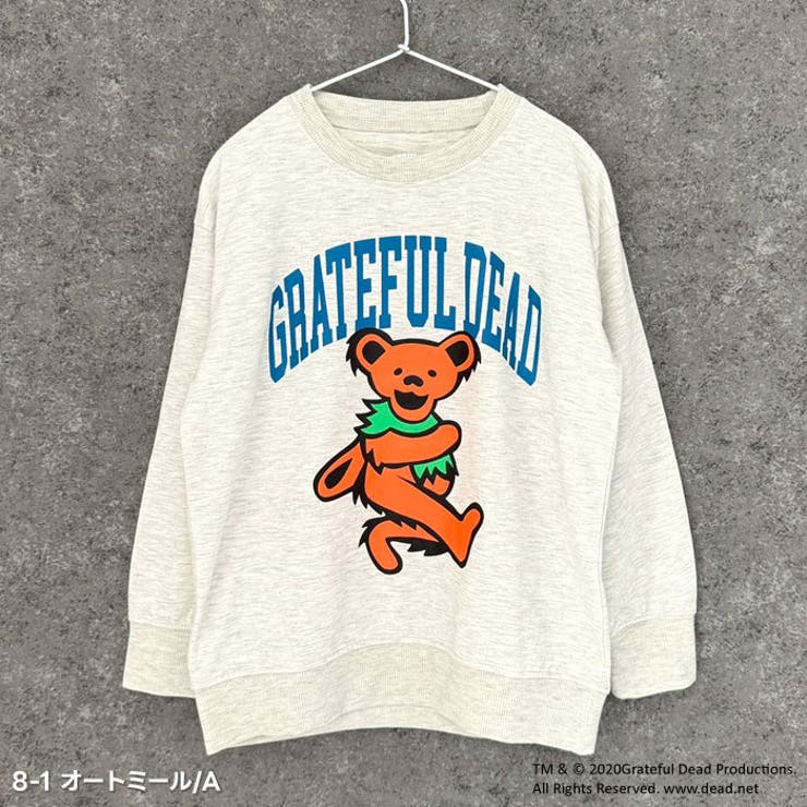 GRATEFULDEADトレーナーキッズ子供服男の子女の子キャラクターグレイトフルデッド長袖トップススウェットビッグシルエットBIGビックゆったり大きめロゴプリント裏毛秋物秋服アメカジジュニア110cm120cm130cm140cm150cm160cm「GF44-01」