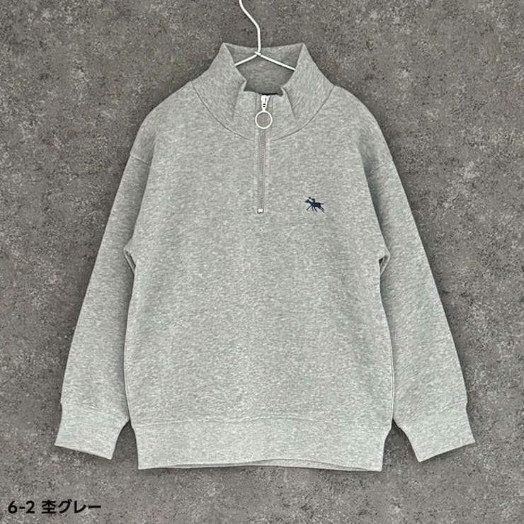POLOCHAMPSポロチャンプスオーバーサイズハーフジップトレーナーキッズ子供服男の子女の子長袖トップススウェットビッグシルエットBIGビックゆったり大きめゴ刺繍裏起毛カジュアルブランド110cm120cm130cm140cm150cm160cm「PL44-08」